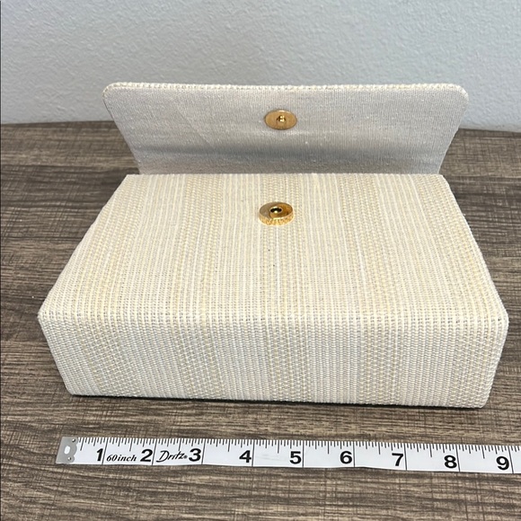 Tommy Bahama Cream and Brown Satchel with Gold Accents - Picture 10 of 13